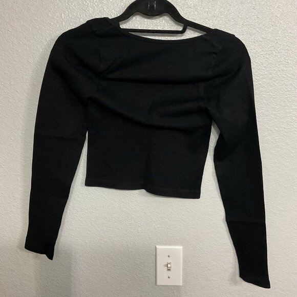 OQQ Bodycon Black Slimming Top Size Medium New - Picture 3 of 3